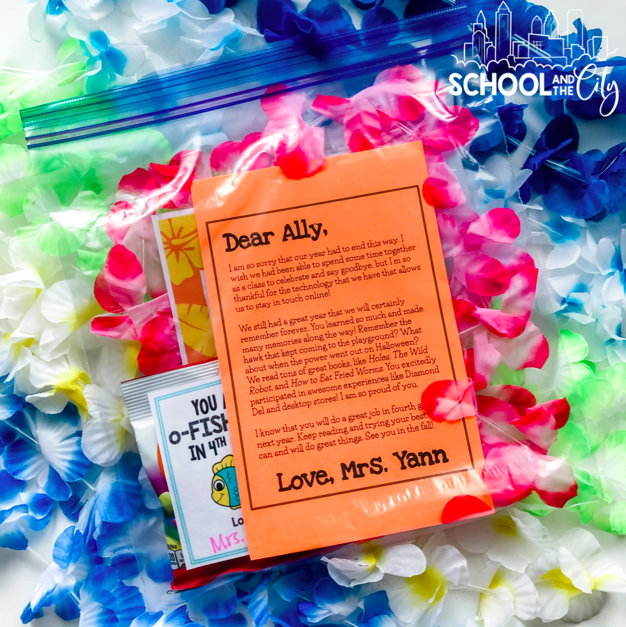 Create a "party in a bag" for a virtual end of year class celebration with your elementary school students. 