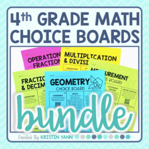 4th Grade Math Choice Boards