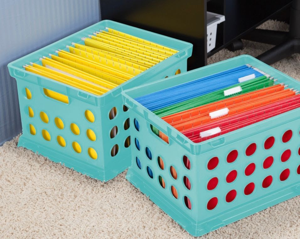 Use milk crates to file student work.  