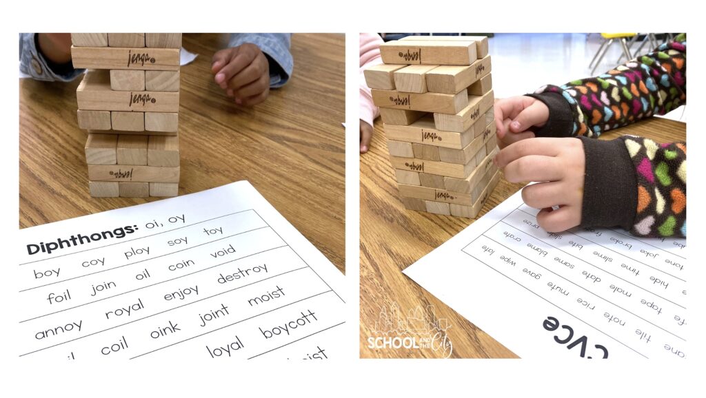 gamify phonics for fluency and decoding practice - jenga