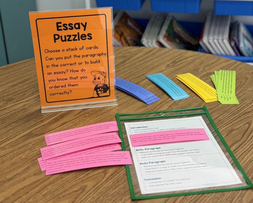 writing night activity: building essays by ordering paragraphs