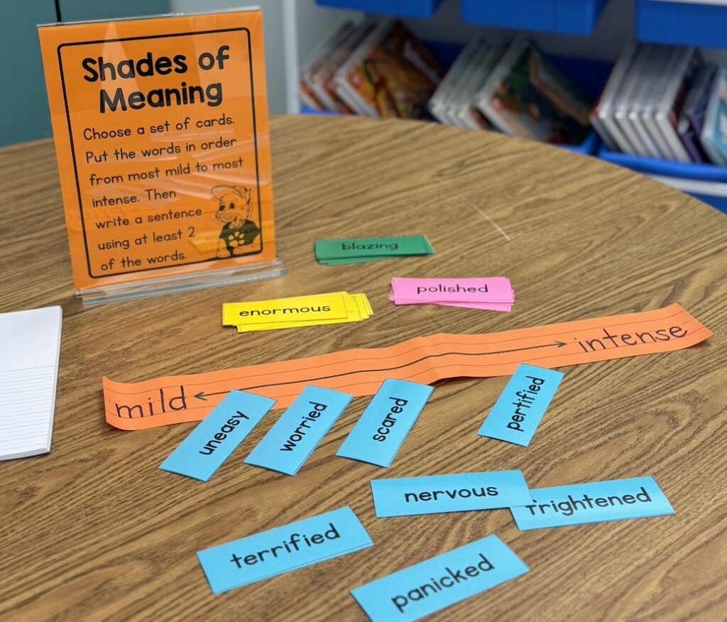 writing night activity: shades of meaning vocabulary